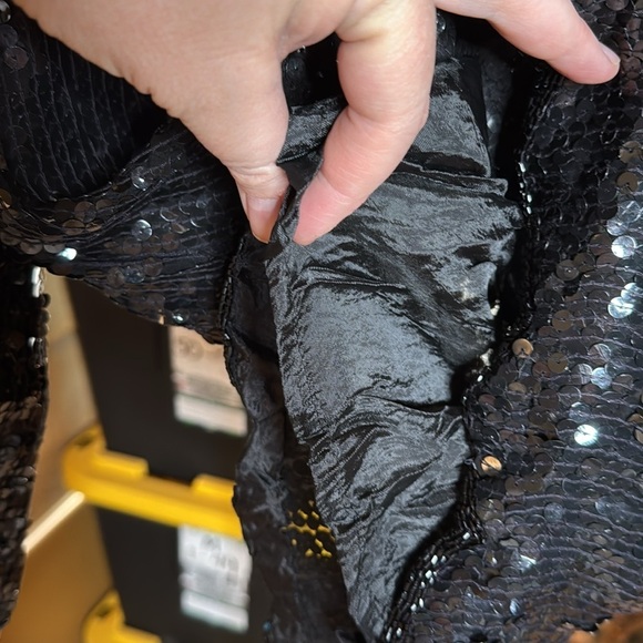 Vintage 80’s Petite Illustrations Sequins Black Silver 100% Silk Top Size MP - Picture 5 of 12